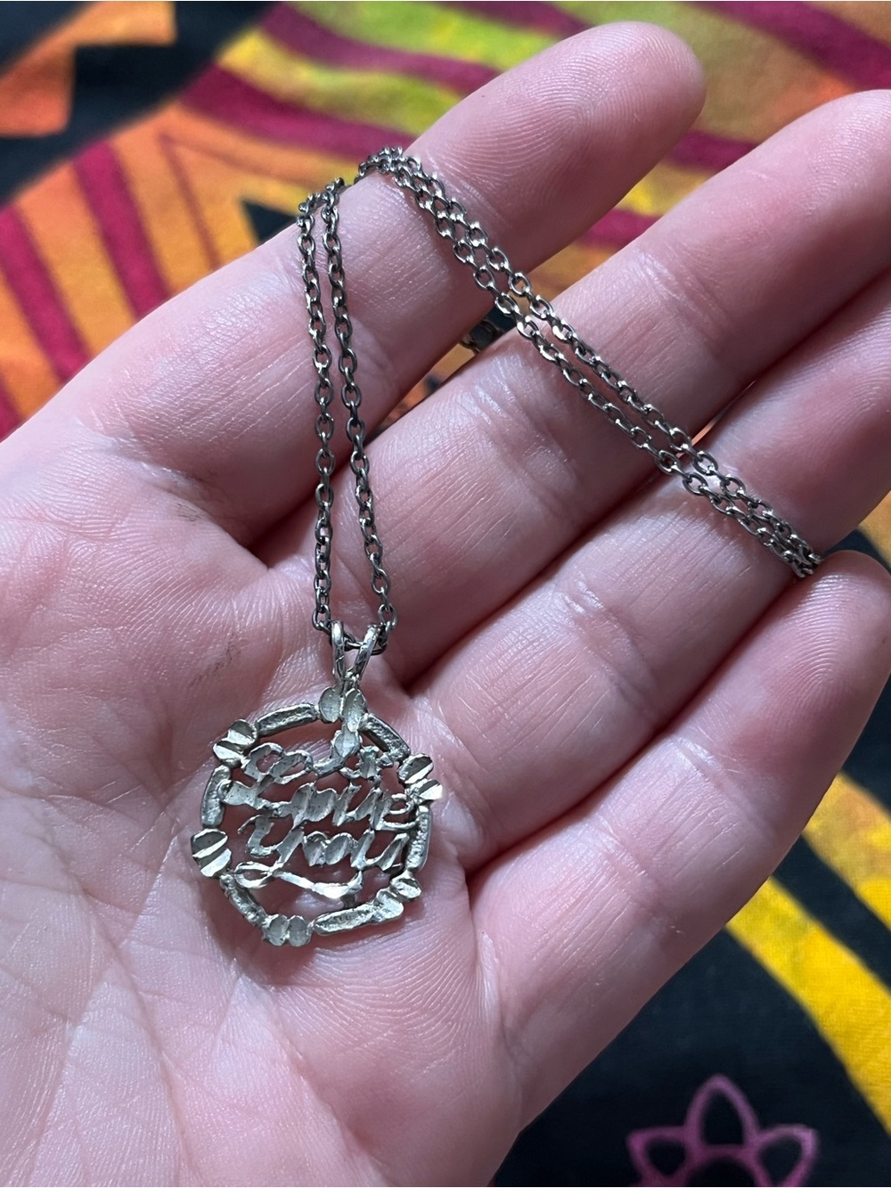Vintage “Love You” Silver Tone Metal Costume Jewelry Pendant Necklace